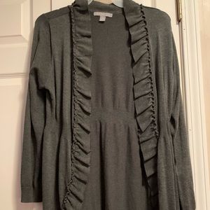 Grey Cardigan with ruffle detail